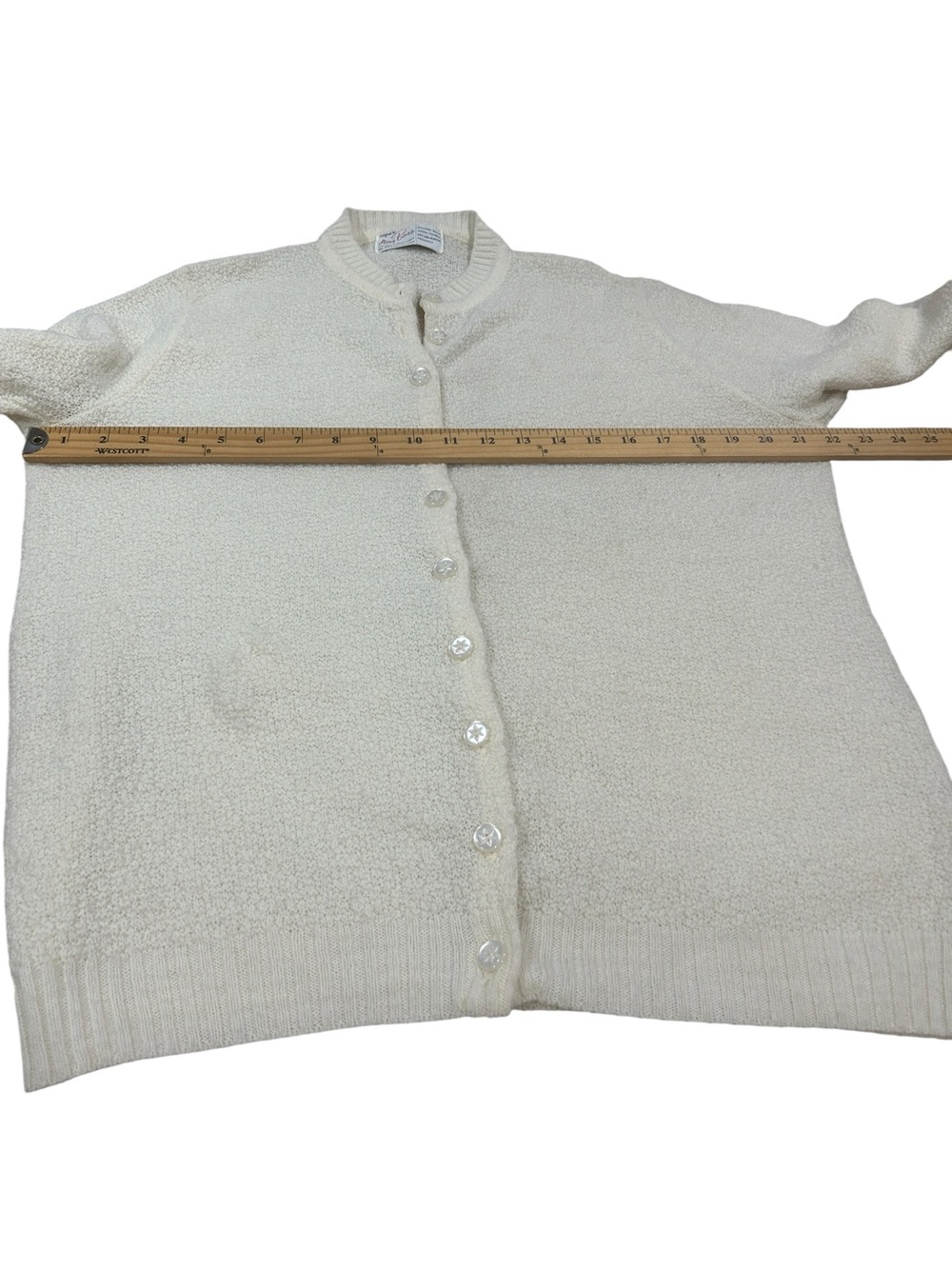 Mary Barr Vintage womens Button Up sweater Medium Ivory cottagecore knit cardi - Picture 6 of 14